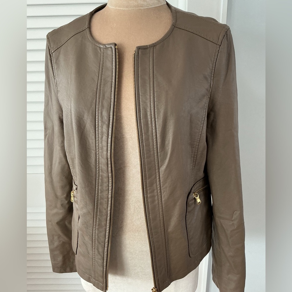 The Limited Taupe Faux Leather Jacket